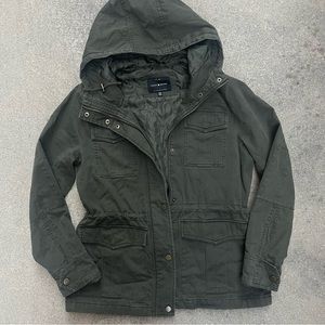 Navy green Lucky Brand heavy zip up / button cotton jacket with pockets - M